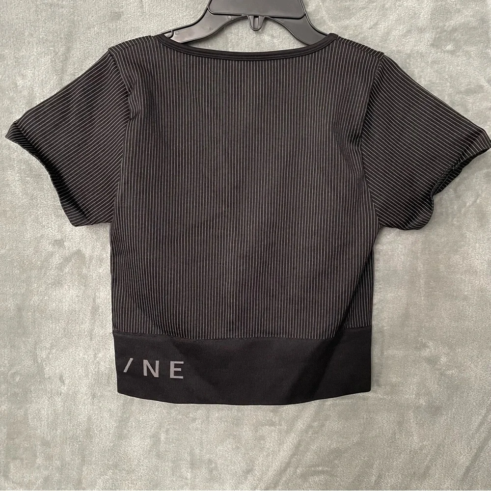 Offline By Aerie Black Fitted Ribbed Cropped Top Athleisure Size XL